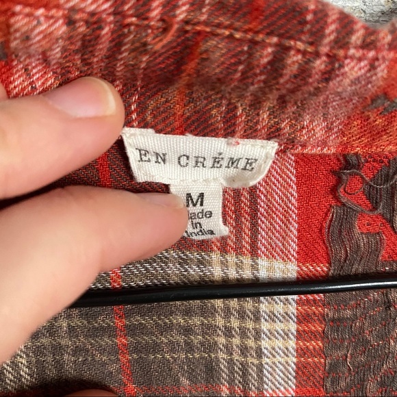 En Creme Boyfriend Orange & Gray Mix Plaid Tunic - Picture 6 of 9